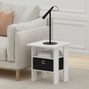 Furinno Andrey Side Table with Bin Drawer, Black End Table with Open Shelves, Night Stand, Bedside Table, for Living Room, Bedroom, Dark Americano(Plain White/Black)