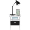 Furinno Andrey Side Table with Bin Drawer, Black End Table with Open Shelves, Night Stand, Bedside Table, for Living Room, Bedroom, Dark Americano(Plain White/Black)