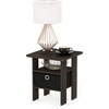 Furinno Andrey Side Table with Bin Drawer, Brown End Table with Open Shelves, Night Stand, Bedside Table, for Living Room, Bedroom, Dark Brown(Dark Brown/Black)