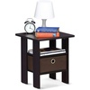 Furinno Andrey Side Table with Bin Drawer, Pink End Table with Open Shelves, Night Stand, Bedside Table, for Living Room, Bedroom, Pink(Dark Mocha)