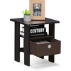Furinno Andrey Side Table with Bin Drawer, Pink End Table with Open Shelves, Night Stand, Bedside Table, for Living Room, Bedroom, Pink(Dark Mocha)