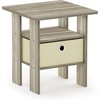 Furinno Andrey Side Table with Bin Drawer, Pink End Table with Open Shelves, Night Stand, Bedside Table, for Living Room, Bedroom, Pink(Light Oak)