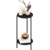 Furinno Besi 2-Tier Tall Round Side Table with Metal Legs, Metal Frame, White End Table, Night Stand, Bedside Table with Open Shelf, for Living Room, Bedroom, Plain White(Dark Americano)
