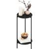 Furinno Besi 2-Tier Tall Round Side Table with Metal Legs, Metal Frame, White End Table, Night Stand, Bedside Table with Open Shelf, for Living Room, Bedroom, Plain White(Dark Americano)