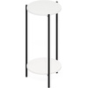 Furinno Besi 2-Tier Tall Round Side Table with Metal Legs, Metal Frame, White End Table, Night Stand, Bedside Table with Open Shelf, for Living Room, Bedroom, Plain White(Plain White/Black)