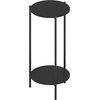 Furinno Besi 2-Tier Tall Round Side Table with Metal Legs, Metal Frame, White End Table, Night Stand, Bedside Table with Open Shelf, for Living Room, Bedroom, Plain White(Dark Americano)