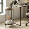 Furinno Besi 2-Tier Tall Round Side Table with Metal Legs, Metal Frame, White End Table, Night Stand, Bedside Table with Open Shelf, for Living Room, Bedroom, Plain White(Amber Oak)