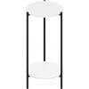 Furinno Besi 2-Tier Tall Round Side Table with Metal Legs, Metal Frame, White End Table, Night Stand, Bedside Table with Open Shelf, for Living Room, Bedroom, Plain White(Plain White/Black)