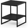 Furinno Camnus Side Table, 2-Tier Black End Table with Metal Frame, Square Night Stand with Open Shelf, Bedside Table, Easy Assembly, for Living Room, Bedroom, Dark Americano(Dark Americano)