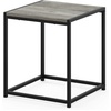 Furinno Camnus Side Table, 2-Tier Black End Table with Metal Frame, Square Night Stand with Open Shelf, Bedside Table, Easy Assembly, for Living Room, Bedroom, Dark Americano(Grey Oak)
