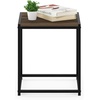 Furinno Camnus Side Table, 2-Tier Black End Table with Metal Frame, Square Night Stand with Open Shelf, Bedside Table, Easy Assembly, for Living Room, Bedroom, Dark Americano(Brown Walnut)