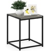 Furinno Camnus Side Table, 2-Tier Black End Table with Metal Frame, Square Night Stand with Open Shelf, Bedside Table, Easy Assembly, for Living Room, Bedroom, Dark Americano(Grey Oak)