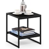 Furinno Camnus Side Table, 2-Tier Black End Table with Metal Frame, Square Night Stand with Open Shelf, Bedside Table, Easy Assembly, for Living Room, Bedroom, Dark Americano(Dark Americano)