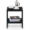 Furinno Camnus Side Table, 2-Tier Black End Table with Metal Frame, Square Night Stand with Open Shelf, Bedside Table, Easy Assembly, for Living Room, Bedroom, Dark Americano(Dark Americano)