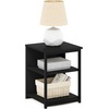 Furinno Camnus Side Table, 3-Tier Black End Table with Metal Frame, Square Night Stand with Open Shelf, Bedside Table, Easy Assembly, for Living Room, Bedroom, Dark Americano