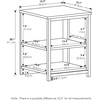 Furinno Camnus Side Table, 3-Tier Black End Table with Metal Frame, Square Night Stand with Open Shelf, Bedside Table, Easy Assembly, for Living Room, Bedroom, Dark Americano