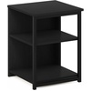 Furinno Camnus Side Table, 3-Tier Black End Table with Metal Frame, Square Night Stand with Open Shelf, Bedside Table, Easy Assembly, for Living Room, Bedroom, Dark Americano