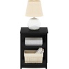 Furinno Camnus Side Table, 3-Tier Black End Table with Metal Frame, Square Night Stand with Open Shelf, Bedside Table, Easy Assembly, for Living Room, Bedroom, Dark Americano
