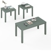 Furinno Classic Living Room Table Set of 3, Modern 1.8 Inch Thick Tabletop Rectangle Coffee Table with 2 Side Tables, End Tables, for Living Room, Home Office, Sage Green(Sage Green)