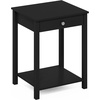 Furinno Classic Side Table, 2-Tier Modern End Table with Small Drawer and Open Shelf, Night Stand, Bedside Table, for Living Room, Bedroom, Dark Americano(Dark Americano)