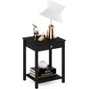 Furinno Classic Side Table, 2-Tier Modern End Table with Small Drawer and Open Shelf, Night Stand, Bedside Table, for Living Room, Bedroom, Dark Americano(Dark Americano)