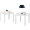Furinno Classic Toolless Assembly Square Side Table Set of 2, Rustic Brown End Table with 1.8 Thick Tabletop, Night Stand, Bedside Table, for Living Room, Bedroom, Amber Oak(Plain White)