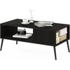 Furinno Claude 2-Tier Black Coffee Table, Mid-Century Style Coffee Table with Wooden-Legs, Side Table with Open Shelf, for Living Room, Bedroom, Home Office, Black Espresso(Black Espresso)