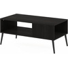 Furinno Claude 2-Tier Black Coffee Table, Mid-Century Style Coffee Table with Wooden-Legs, Side Table with Open Shelf, for Living Room, Bedroom, Home Office, Black Espresso(Black Espresso)