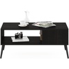 Furinno Claude 2-Tier Black Coffee Table, Mid-Century Style Coffee Table with Wooden-Legs, Side Table with Open Shelf, for Living Room, Bedroom, Home Office, Black Espresso(Black Espresso)