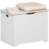 Furinno Cubicle Storage Bench, Shoe Bench with Padded Seat Cushion, 3-Cube Open Shelves Entryway Bench, for Closet, Entryway, Living Room, White(White)