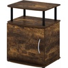 Furinno Jaya 2-Tier Side Table, Grey Closed Storage End Table, Night Stand, Bedside Table for Living Room, Bedroom, Home Office, Grey Oak/Black(Amber Oak/Black)
