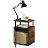 Furinno Jaya 2-Tier Side Table, Grey Closed Storage End Table, Night Stand, Bedside Table for Living Room, Bedroom, Home Office, Grey Oak/Black(Amber Oak/Black)