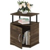 Furinno Jaya 2-Tier Side Table, Grey Closed Storage End Table, Night Stand, Bedside Table for Living Room, Bedroom, Home Office, Grey Oak/Black(Brown Walnut/Black)