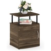 Furinno Jaya 2-Tier Side Table, Grey Closed Storage End Table, Night Stand, Bedside Table for Living Room, Bedroom, Home Office, Grey Oak/Black(Brown Walnut/Black)