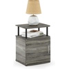 Furinno Jaya 2-Tier Side Table, Grey Closed Storage End Table, Night Stand, Bedside Table for Living Room, Bedroom, Home Office, Grey Oak/Black(Grey Oak/Black)