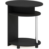 Furinno Jaya Round Side Table with Bottom Shelf, Black End Table, Night Stand, Bedside Table for Living Room, Bedroom, Home Office,Dark Americano