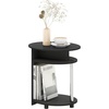 Furinno Jaya Round Side Table with Bottom Shelf, Black End Table, Night Stand, Bedside Table for Living Room, Bedroom, Home Office,Dark Americano