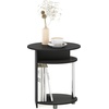 Furinno Jaya Round Side Table with Bottom Shelf, Black End Table, Night Stand, Bedside Table for Living Room, Bedroom, Home Office,Dark Americano