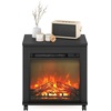 Furinno Jensen Side Table, Fireplace End Table with Wheels, Electric Fireplace Night Stand, Bedside Table, for Living Room, Bedroom, Dark Americano