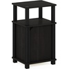 Furinno Just 3-Tier Side Table, Grey Closed Storage End Table, Night Stand, Bedside Table for Living Room, Bedroom, Home Office, French Oak/Black(Black Espresso/Black)
