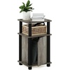 Furinno Just 3-Tier Side Table, Grey Closed Storage End Table, Night Stand, Bedside Table for Living Room, Bedroom, Home Office, French Oak/Black(Grey Oak/Black)