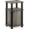 Furinno Just 3-Tier Side Table, Grey Closed Storage End Table, Night Stand, Bedside Table for Living Room, Bedroom, Home Office, French Oak/Black(Grey Oak/Black)