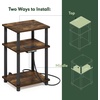 Furinno Just 3-Tier Side Table with Charging Station, Easy Assembly Rustic Brown End Table, Night Stand, Bedside Table with USB and Type-C Charging Port, for Living Room, Bedroom, Amber Oak(Amber Oak/Black)