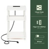 Furinno Just 3-Tier Side Table with Charging Station, Easy Assembly Rustic Brown End Table, Night Stand, Bedside Table with USB and Type-C Charging Port, for Living Room, Bedroom, Amber Oak(Plain White/White)
