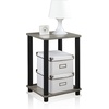 Furinno Modern Grey Side Table, 2-Tier Square Top End Table with Open Shelf, Toolless Night Stand, Bedside Table, for Living Room, Bedroom, Grey Oak