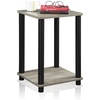 Furinno Modern Grey Side Table, 2-Tier Square Top End Table with Open Shelf, Toolless Night Stand, Bedside Table, for Living Room, Bedroom, Grey Oak