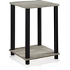 Furinno Modern Grey Side Table, 2-Tier Square Top End Table with Open Shelf, Toolless Night Stand, Bedside Table, for Living Room, Bedroom, Grey Oak
