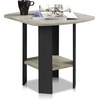 Furinno Modern Grey Side Table, Round Corner End Table with 1-Tier Storage Shelf, Night Stand, Bedside Table, for Living Room, Bedroom, Grey Oak