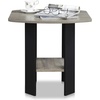 Furinno Modern Grey Side Table, Round Corner End Table with 1-Tier Storage Shelf, Night Stand, Bedside Table, for Living Room, Bedroom, Grey Oak