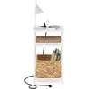 Furinno Moretti 3-Tier Black End Table with Charging Station, Metal Frame Side Table with USB and Type-C Charging Port, Night Stand, Bedside Table for Living Room, Bedroom, Dark Americano(Plain White/White)